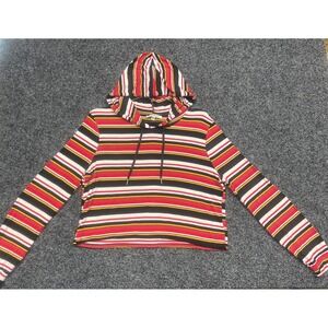 Express Hoodie Womens M Multi Color Striped One Eleven Crop Top Long Sleeve SEO